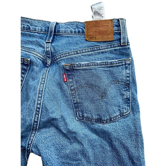 Levi’s 501 Skinny Jeans W28 L26 Button Fly Distressed Knee Vintage Blue Denim - Picture 11 of 16